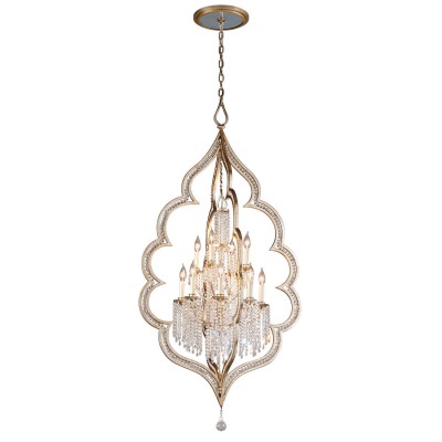 Silver Leaf with Antique Mist 12-Light Chandelier