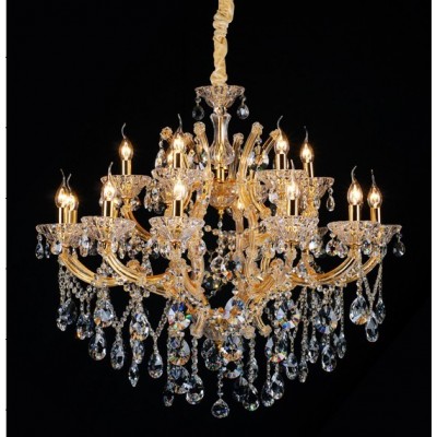 Gold plated 18 Light Maria Theresa crystal Chandelier