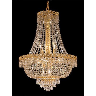 Gold Twelve-Light 20-Inch Chandelier with Royal Cut Clear Crystal