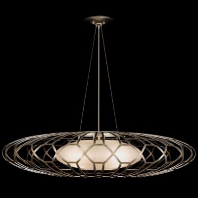 Three-Light Pendant in Platinized Silver Leaf Finish
