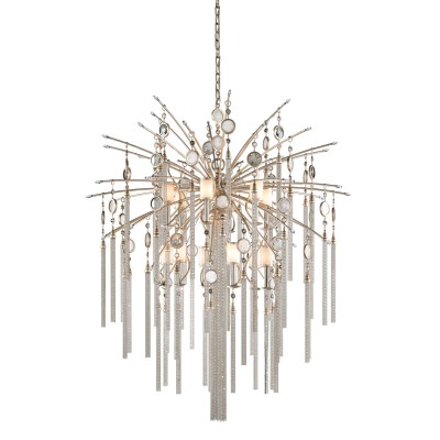 Topaz Leaf 13-Light Chandelier with White Pearl Glass