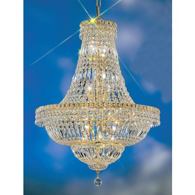 13 Lights crystal chandelier with crystalique crystal and gold plated finsih