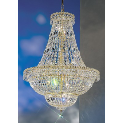 18 lights crystal chandelier with crystalique crystal and 24K gold plate finish