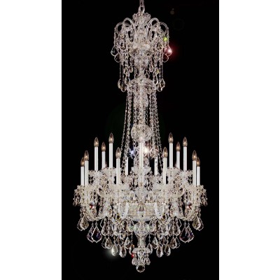 18 Lights Bohemian Crystal chandelier in polished chrome finish