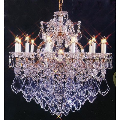 Gold plated Maria Theresa chandelier dressed with beautiful Maple Leaf crystal 