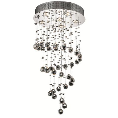 Galaxy Chrome Six-Light 18-Inch Semi Flush Mount with Royal Cut Clear Crystal