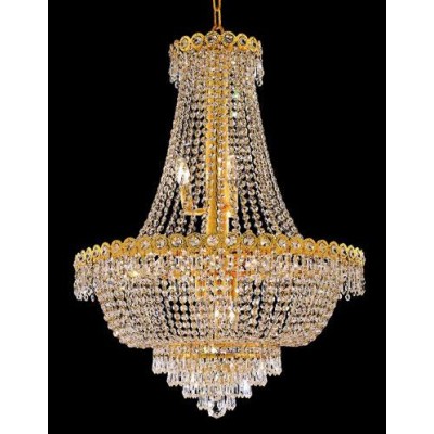 Gold Twelve-Light 24-Inch Chandelier with Royal Cut Clear Crystal