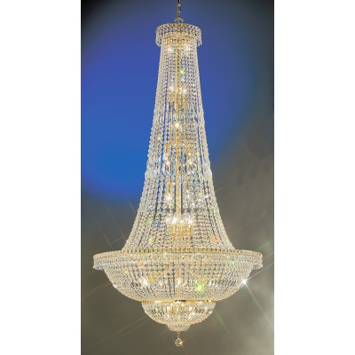 40 lights crystal chandelier with crystalique crystal and 24K gold plate finish