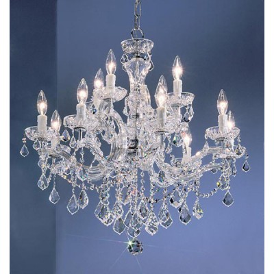 12 Light maria theresa crystal chandelier with crystalique clear crystal with chrome finish