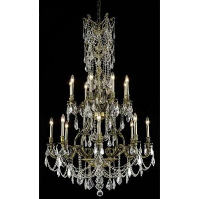  Bronze Sixteen-Light 37-Inch Chandelier with Royal Cut Clear Crystal