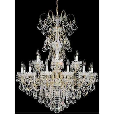 Gold 18-Light Clear Heritage Handcut Crystal Chandelier, 36W x 44H x 36D