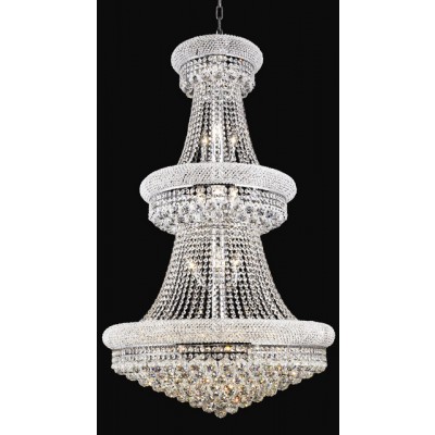 32 Light Crystal chandelierin dress with crystal ball in chrome finish
