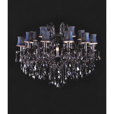 Maria Theresa crystal chandelier dressed with black crystals and lampshades