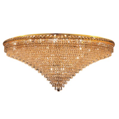 Tranquil Gold Thirty-Three Light 48-Inch Flush Mount with Royal Cut Clear Crystal