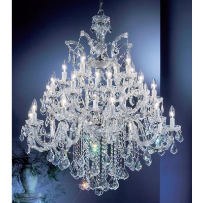 25 Light Traditional crystal chandelier with clear crystal with chrome finish