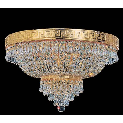 9 lights crystal flush mount in gold plated finish