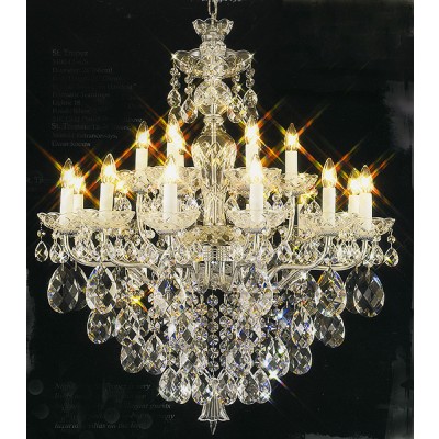 2-tier traditional Crystal Chandelier dressed with Handcut crystal in gold plated finish