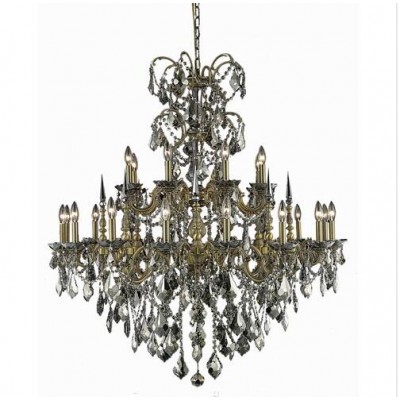 Gold Twenty-Four Light Chandelier with Golden Teak/Smoky Royal Cut Crystals