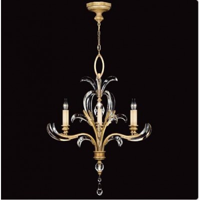 Six-Light Chandelier in Muted Gold Leaf Finish
