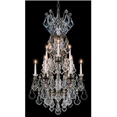 Silvergild 10-Light Chandelier with Clear Hand Cut Crystal