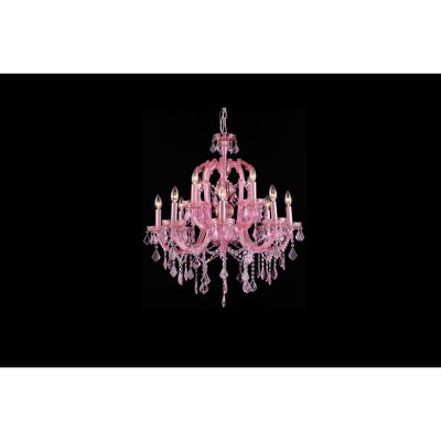 Pink Crystal Twelve-Light Chandelier