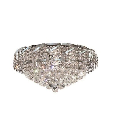  Belenus Chrome Eight-Light 20-Inch Flush Mount with Royal Cut Clear Crystal