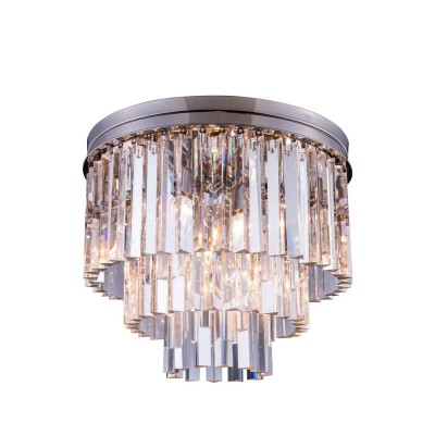 Sydney Polished Nickel Nine-Light Flushmount with Royal Cut Clear Crystals
