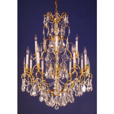 13 lights traditional crystal chandelier in gold plated finish