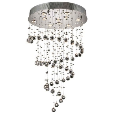 Galaxy Chrome Ten-Light 24-Inch Semi Flush Mount with Royal Cut Clear Crystal