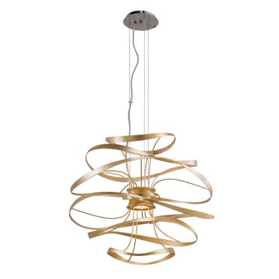 Gold Leaf with Polished Stainless Accents 26-Inch LED Two-Light Pendant