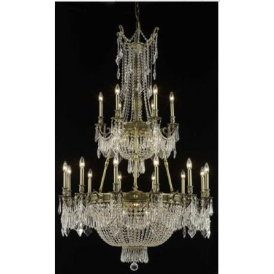 Bronze Twenty-Seven Light Chandelier with Clear Royal Cut Crystals
