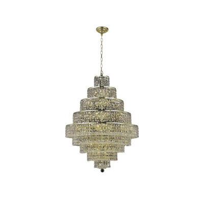 Gold Twenty-Light Chandelier with Clear Royal Cut Crystals