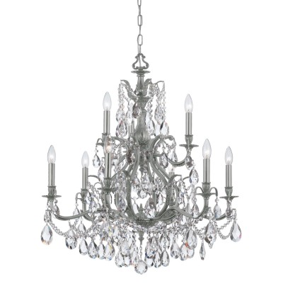  Pewter Nine-Light Chandelier with Swarovski Spectra