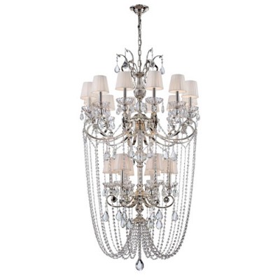 Volante Silver 18 Light Chandelier with White Shade