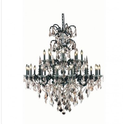  Bronze Twenty-Four Light Chandelier with Golden Teak/Smoky Royal Cut Crystals