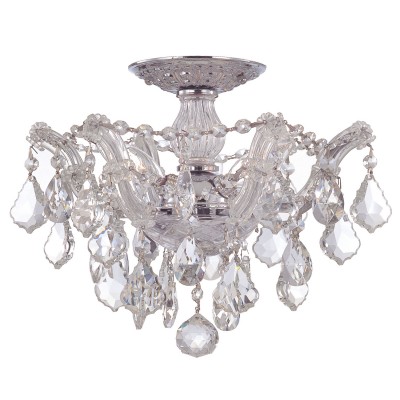 Group Maria Theresa Polished Chrome Three-Light Semi Flush Mount with Swarovski Elements Crystals