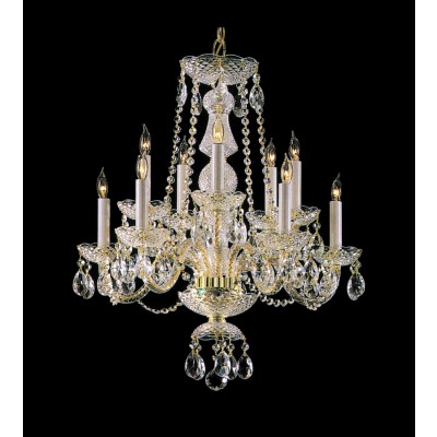 5+5 Light traditional Chandelier Draped in Chinese clear Crystal with gold finish 