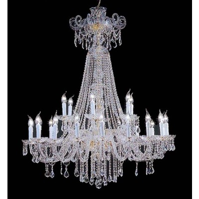 24 Lights Bohemian Crystal chandelier in polished chrome finish