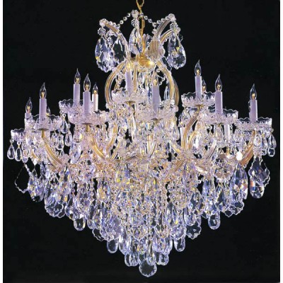Gold plated Maria Theresa chandelier dressed with 25% Full Lead crystal