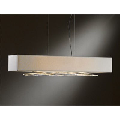 Vintage Platinum Four-Light Linear Pendant with Flax Shade