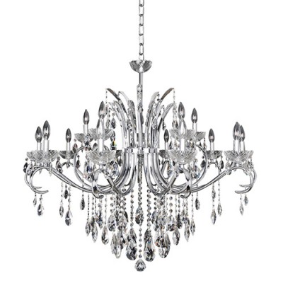  Chrome 15-Light 42-Inch Wide Chandelier with Firenze Clear Crystal