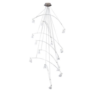  48-Inch Chandelier with White Flight Paper Shades