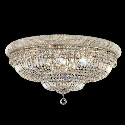 20 light large crystal flush mount fixture chrome plated 