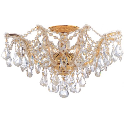  Group Maria Theresa Polished Gold Five-Light Semi Flush Mount with Swarovski Spectra Crystals