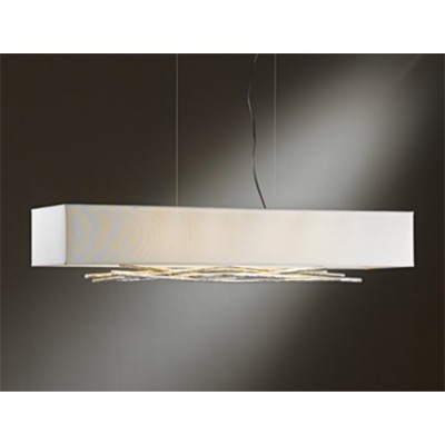Vintage Platinum Four-Light Linear Pendant with Natural Anna Shade