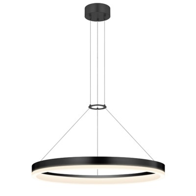 Satin Black LED 24-Inch Pendant with White Etched Shade