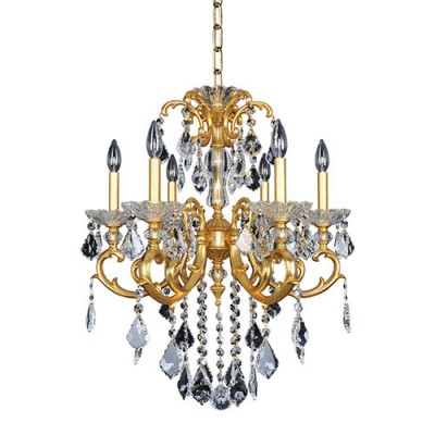 Gold Six-Light Chandelier with Firenze Clear Crystal
