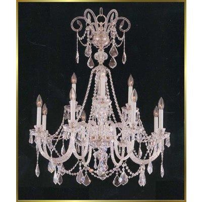 12 Lights Bohemian Crystal chandelier in polished chrome finish