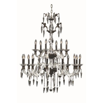  Bronze 18-Light Chandelier with Elegant Cut Crystal