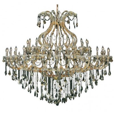 Gold Forty-Nine Light 72-Inch Chandelier with Royal Cut Golden Teak Smoky Crystal